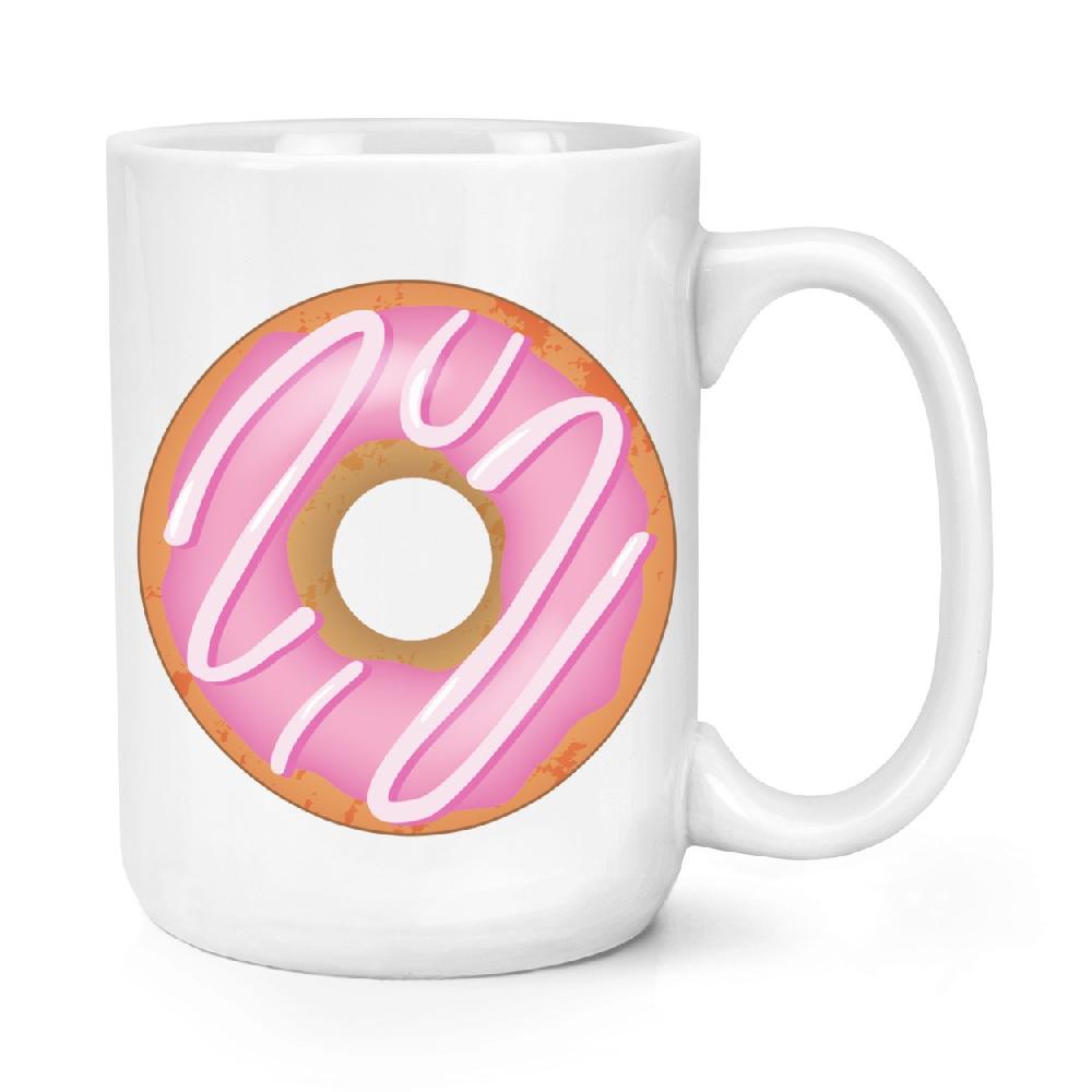 gift base Pink Strawberry Glazed Doughnut 15oz Large Mug Cup