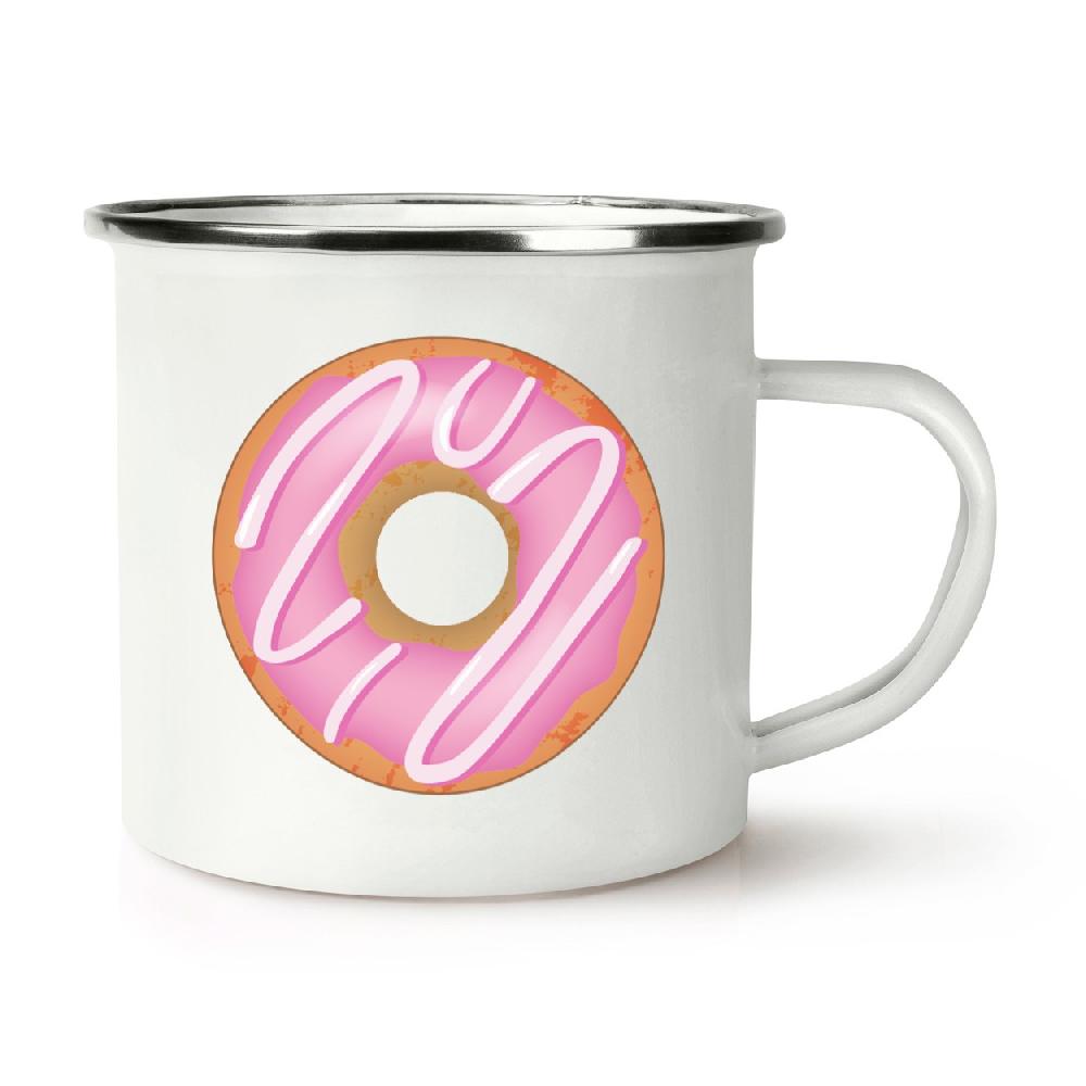 gift base Pink Strawberry Glazed Doughnut Retro Enamel Mug Cup