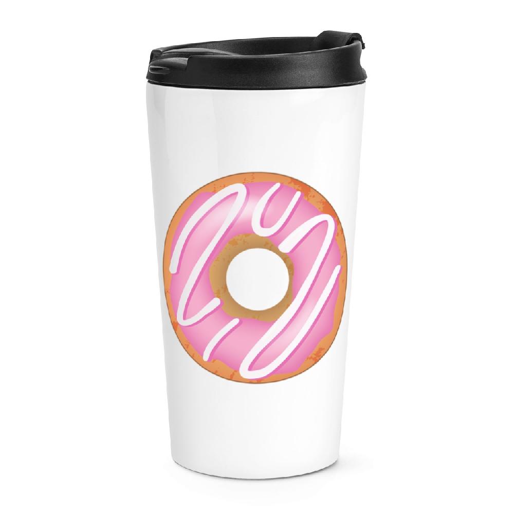 gift base Pink Strawberry Glazed Doughnut Travel Mug Cup
