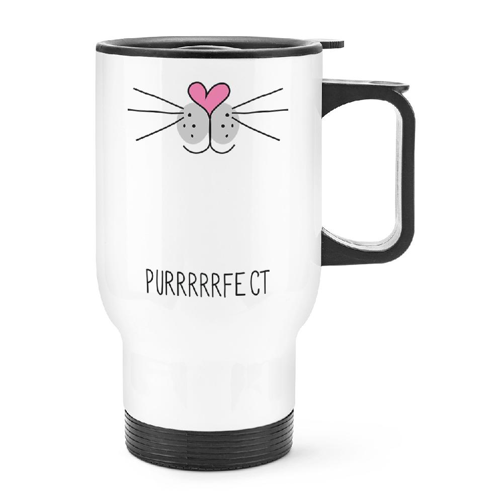 gift base Purrfect Perfect Cat Face Travel Mug Cup With Handle