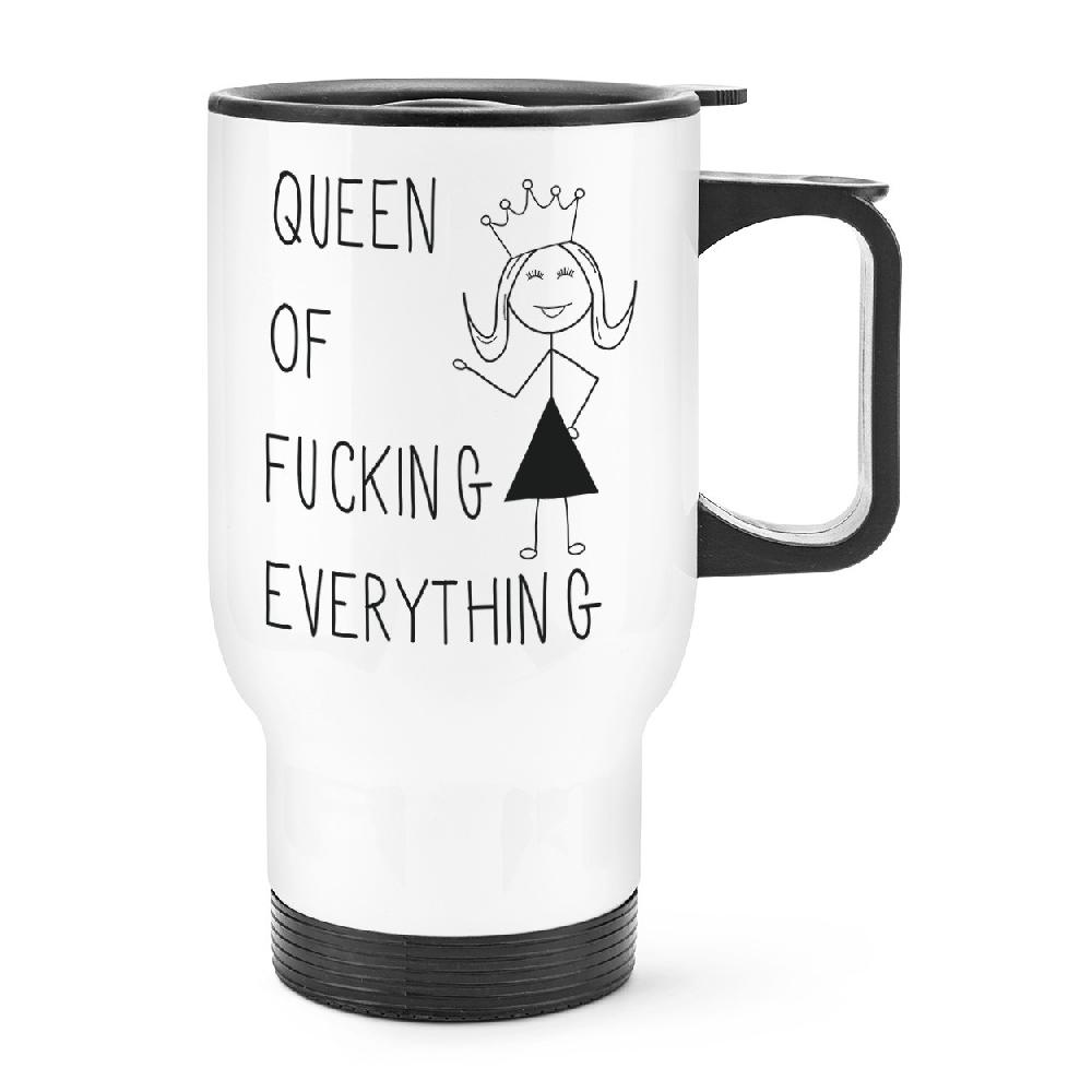 gift base Queen Of F-king Everything Quote Travel Mug Cup With Handle