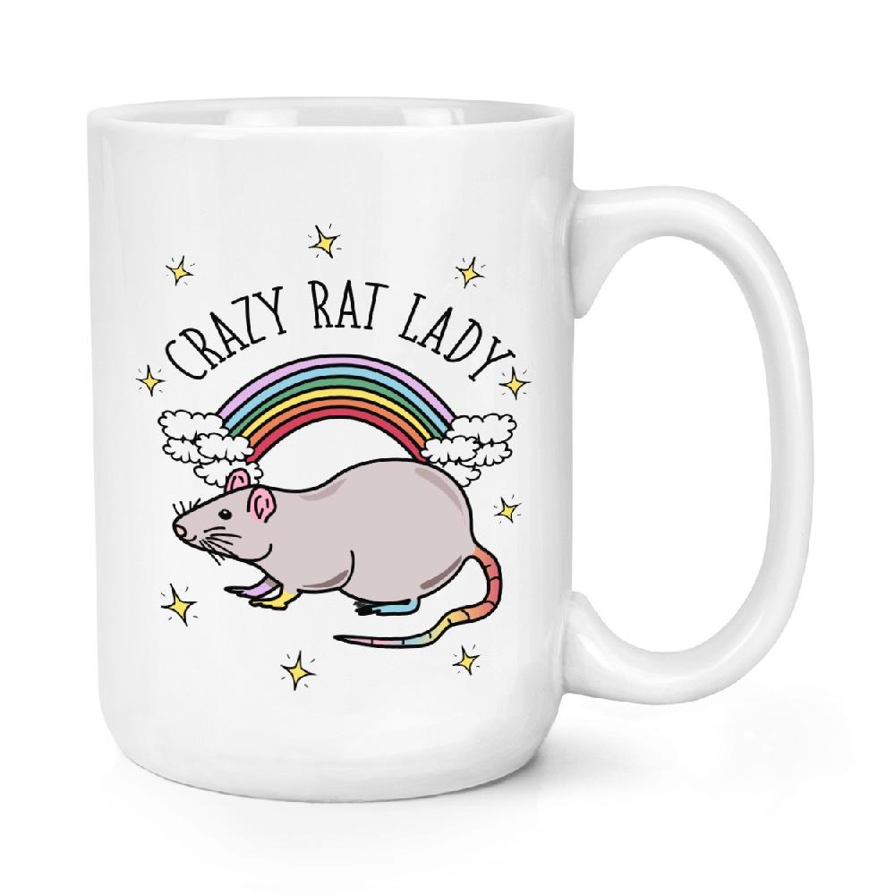 gift base Rainbow Crazy Rat Lady 15oz Large Mug Cup