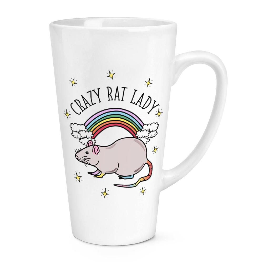 gift base Rainbow Crazy Rat Lady 17oz Large Latte Mug Cup