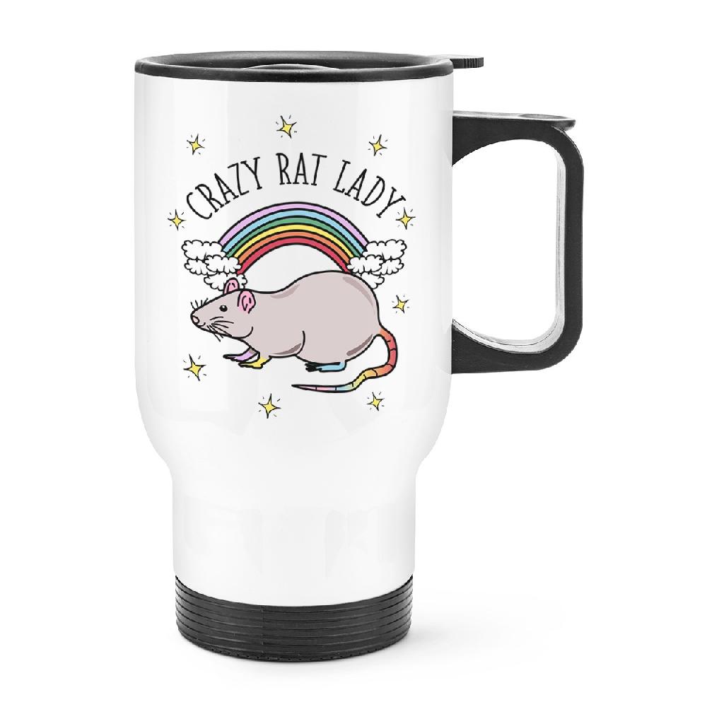gift base Rainbow Crazy Rat Lady Travel Mug Cup With Handle