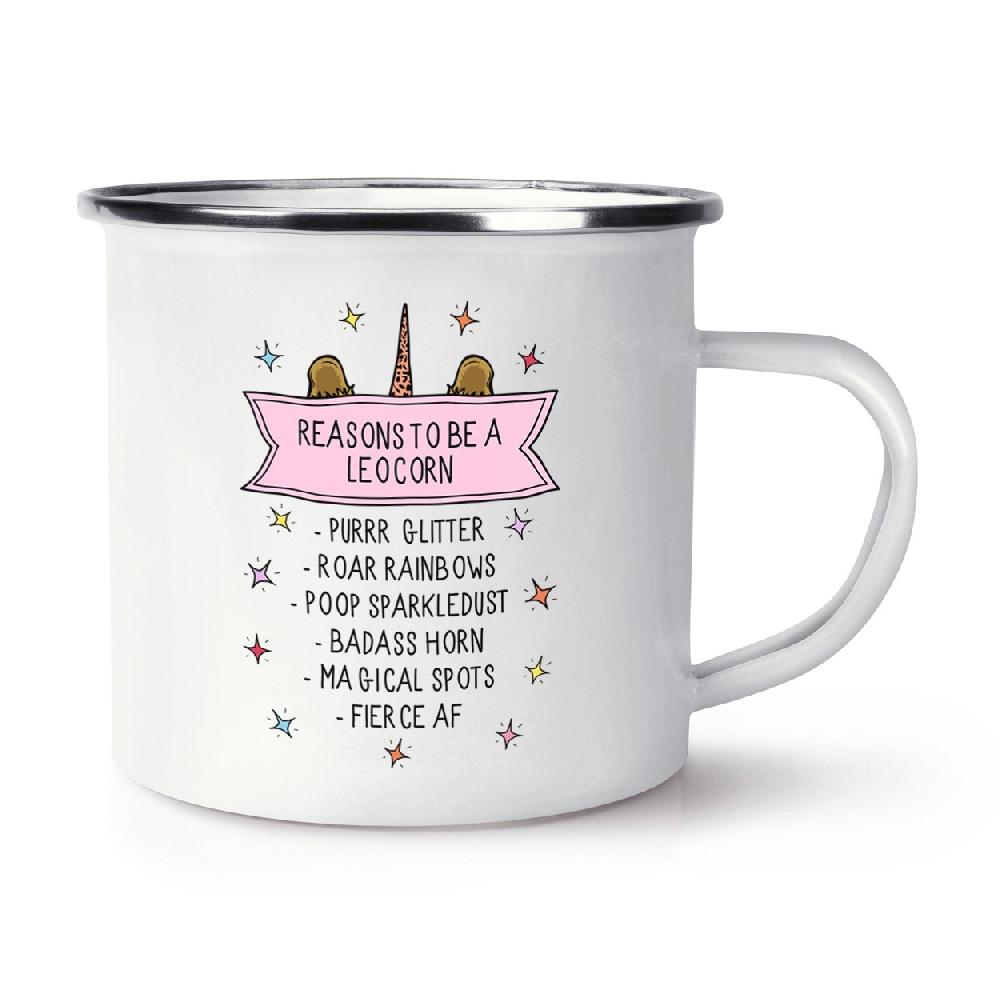 gift base Reasons To Be A Leocorn Retro Enamel Mug Cup
