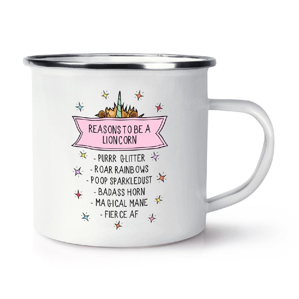 gift base Reasons To Be A Lioncorn Retro Enamel Mug Cup