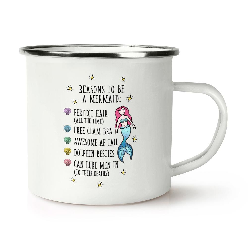 gift base Reasons To Be A Mermaid Retro Enamel Mug Cup