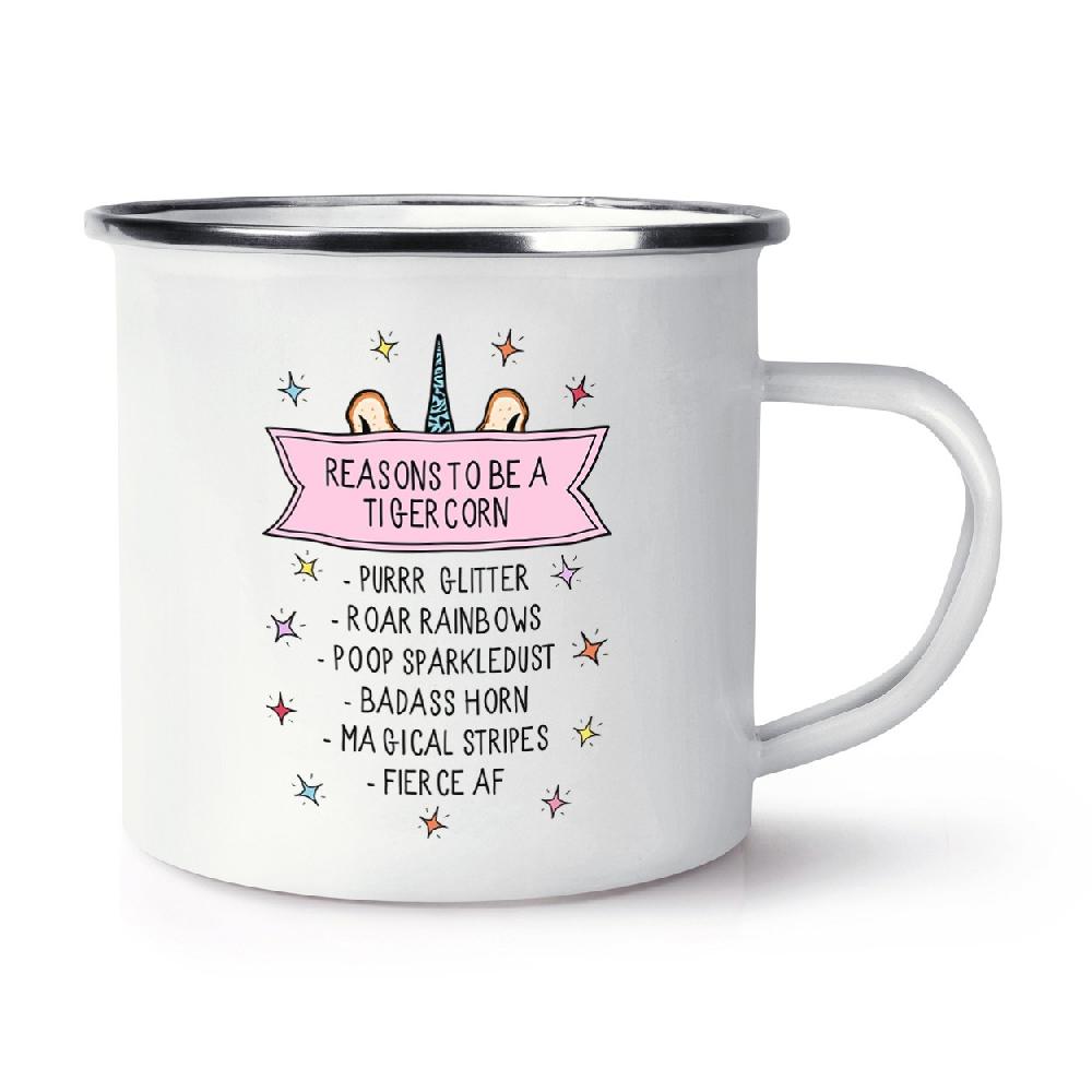 gift base Reasons To Be A Tigercorn Retro Enamel Mug Cup