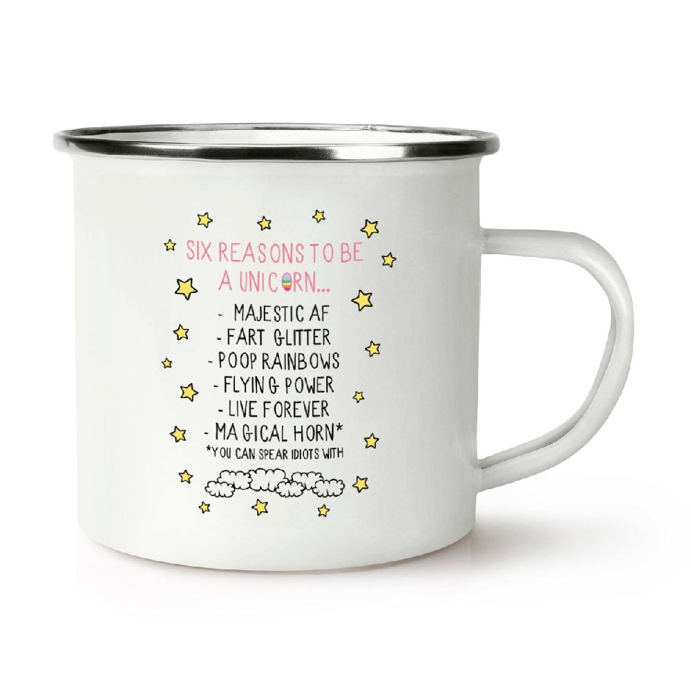 gift base Reasons To Be A Unicorn Retro Enamel Mug Cup
