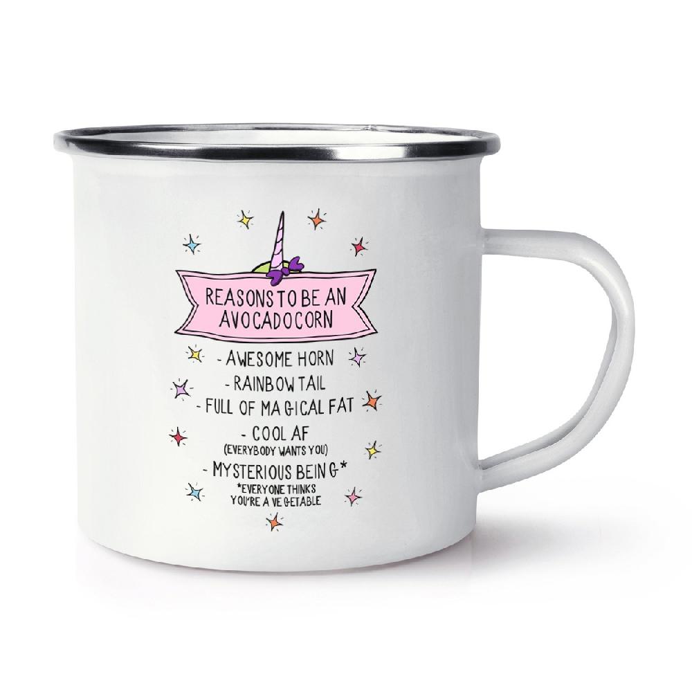 gift base Reasons To Be An Avocadocorn Retro Enamel Mug Cup