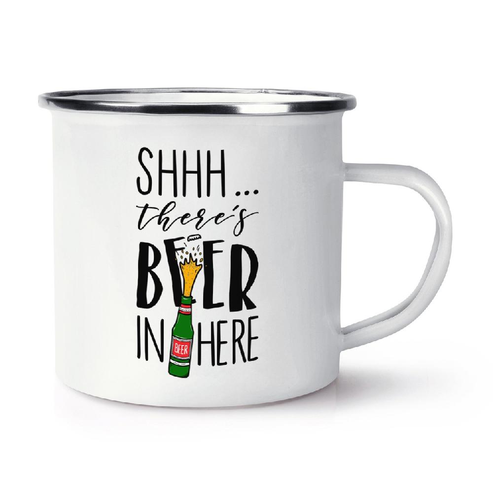 gift base Shhh There's Beer In Here Retro Enamel Mug Cup