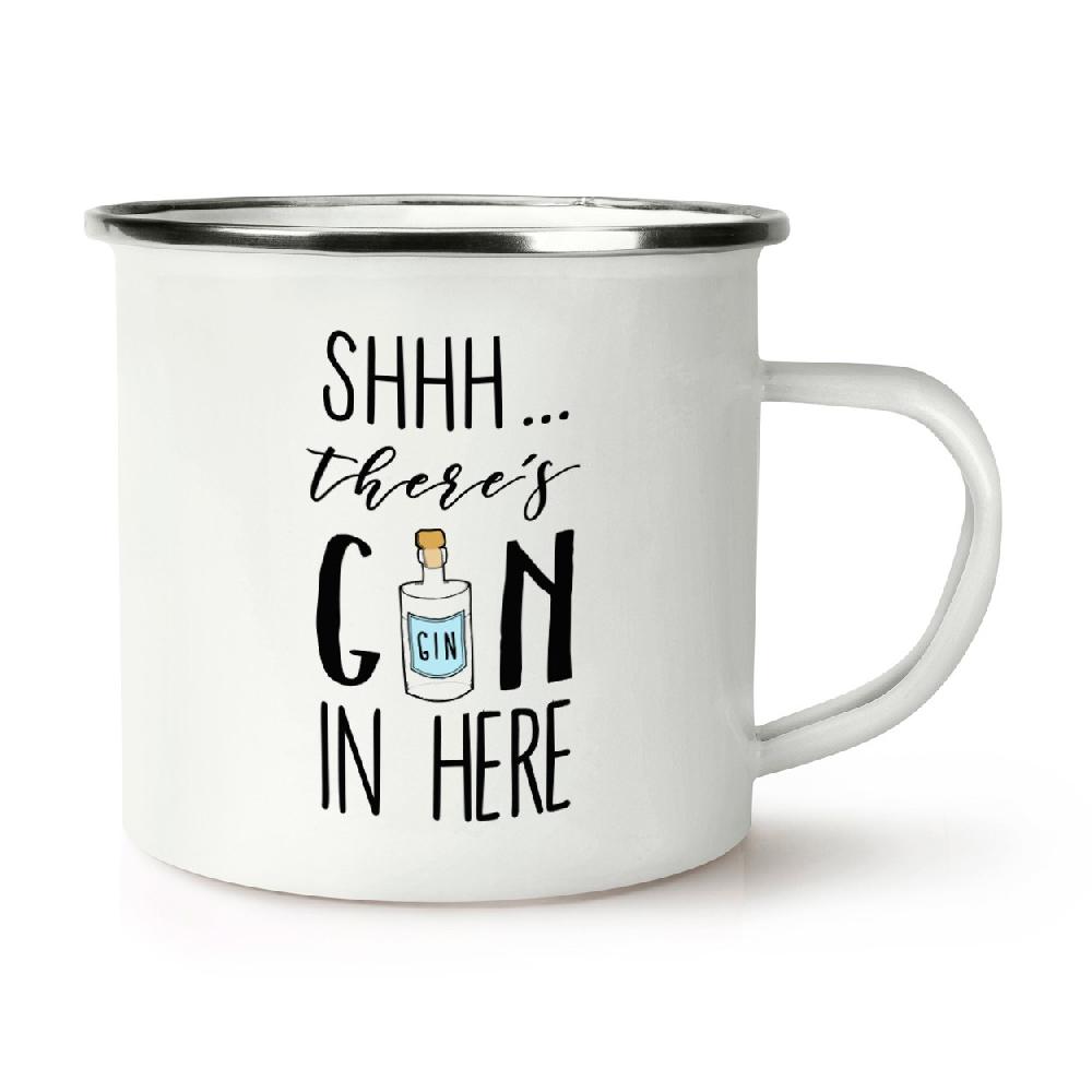 gift base Shhh There's Gin In Here Retro Enamel Mug Cup