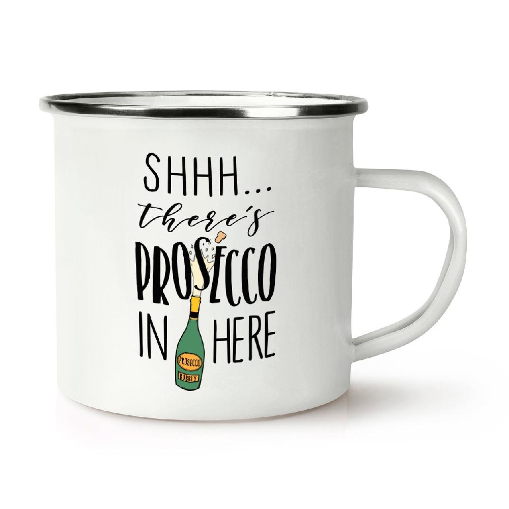 gift base Shhh There's Prosecco In Here Retro Enamel Mug Cup