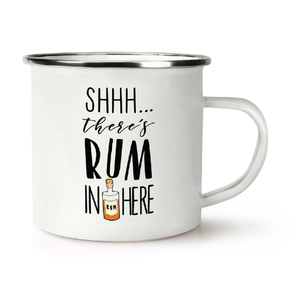 gift base Shhh There's Rum In Here Retro Enamel Mug Cup