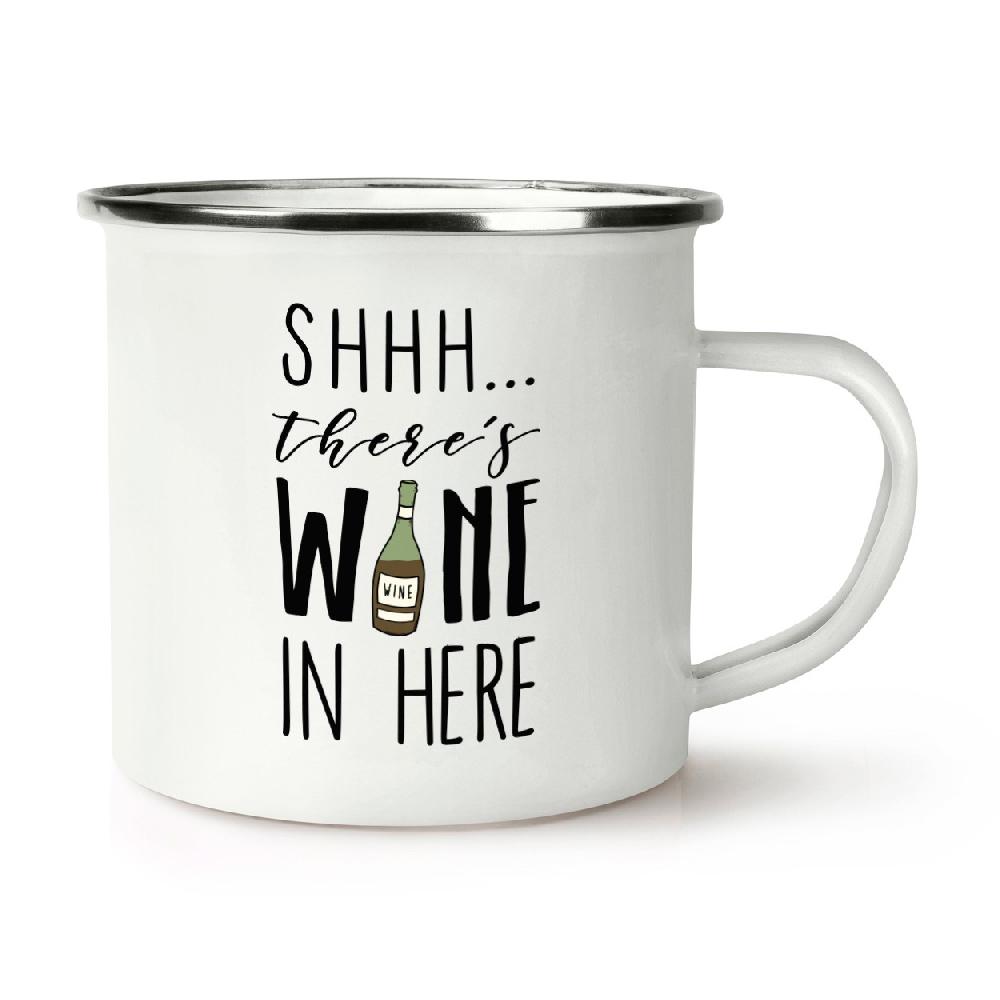 gift base Shhh There's Wine In Here Red Retro Enamel Mug Cup