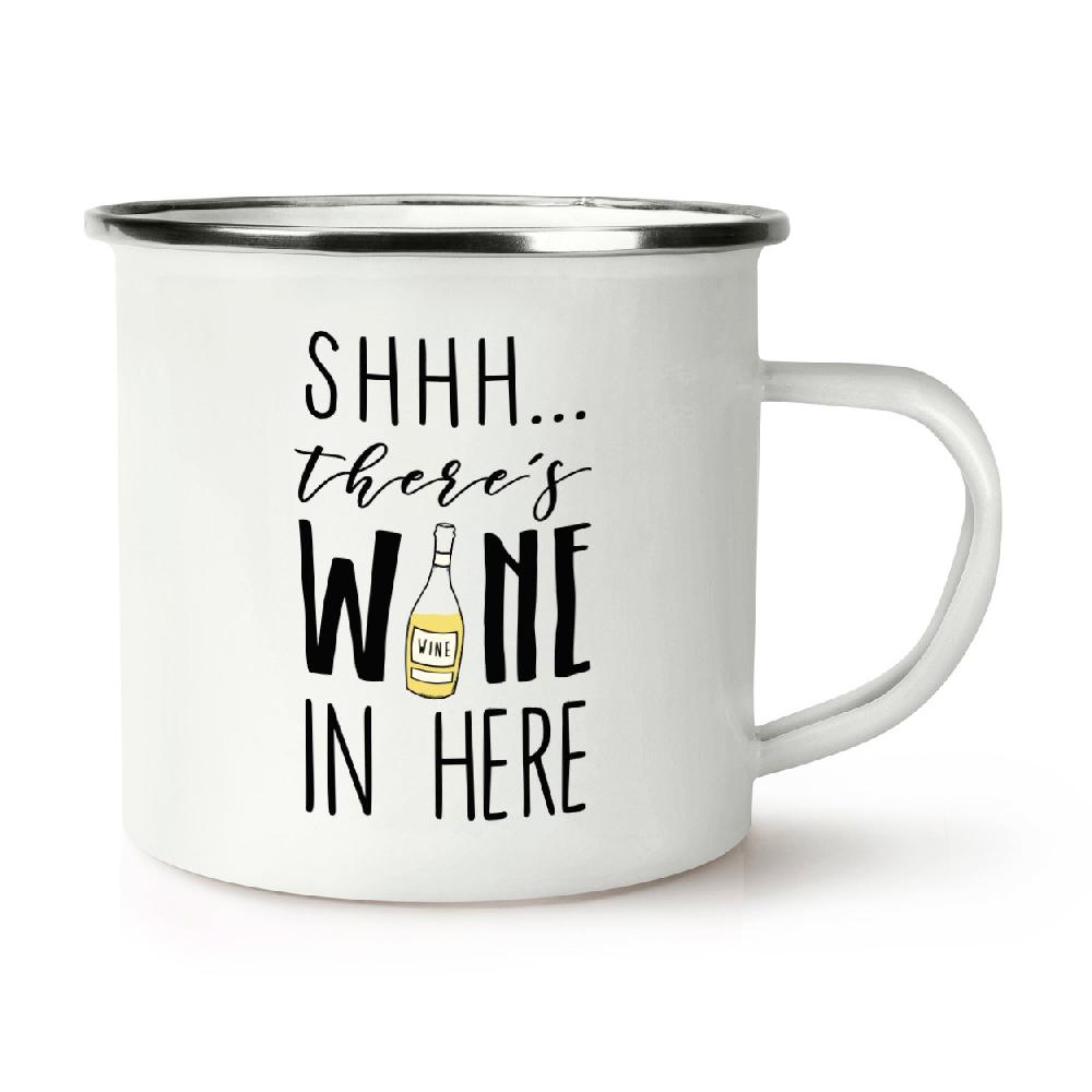 gift base Shhh There's Wine In Here White Retro Enamel Mug Cup