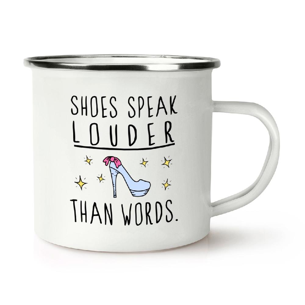 gift base Shoes Speak Louder Than Words Retro Enamel Mug Cup