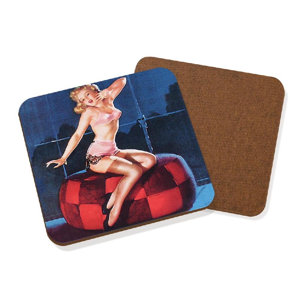 gift base Sleepy Time Girl Pin Up Girl Coaster Drinks Mat By Gil Elvgren Reproduction Print