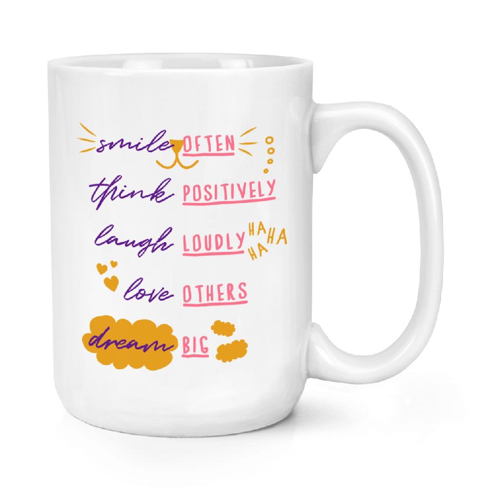 gift base Smile Often Think Positively Laugh Loudly 15oz Large Mug Cup
