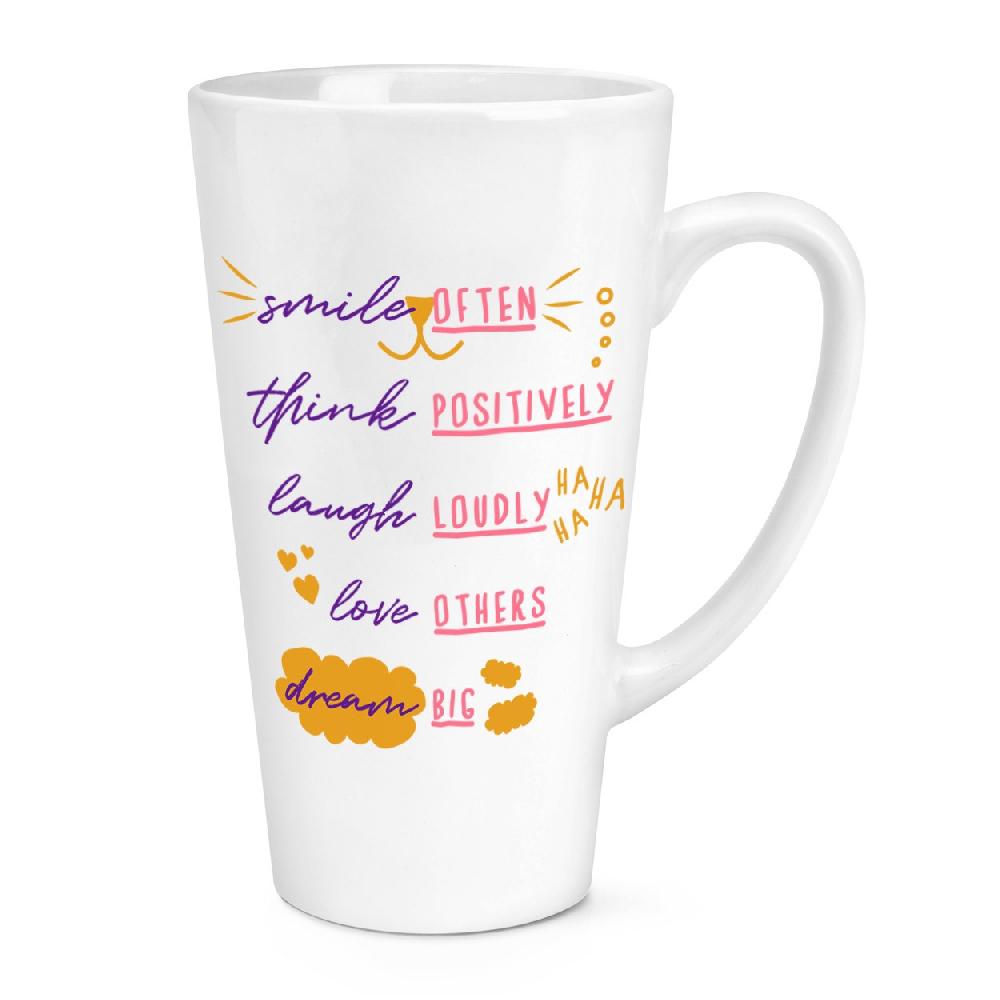 gift base Smile Often Think Positively Laugh Loudly 17oz Large Latte Mug Cup