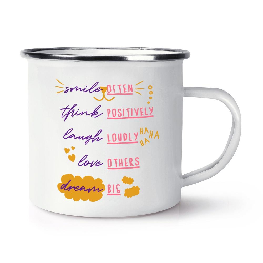 gift base Smile Often Think Positively Laugh Loudly Retro Enamel Mug Cup