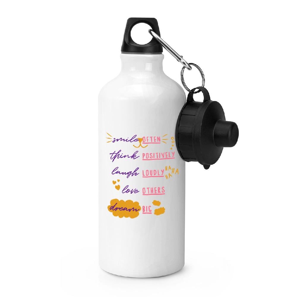 gift base Smile Often Think Positively Laugh Loudly Sports Bottle