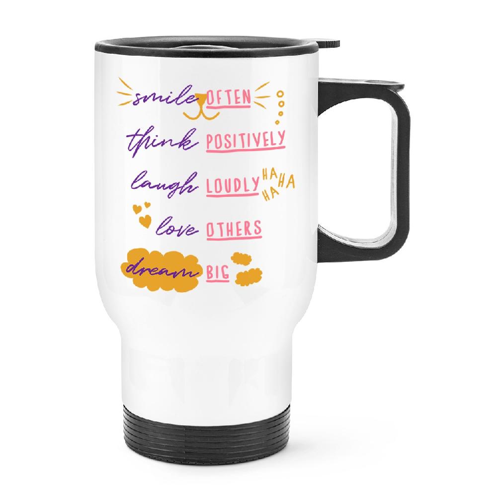 gift base Smile Often Think Positively Laugh Loudly Travel Mug Cup With Handle