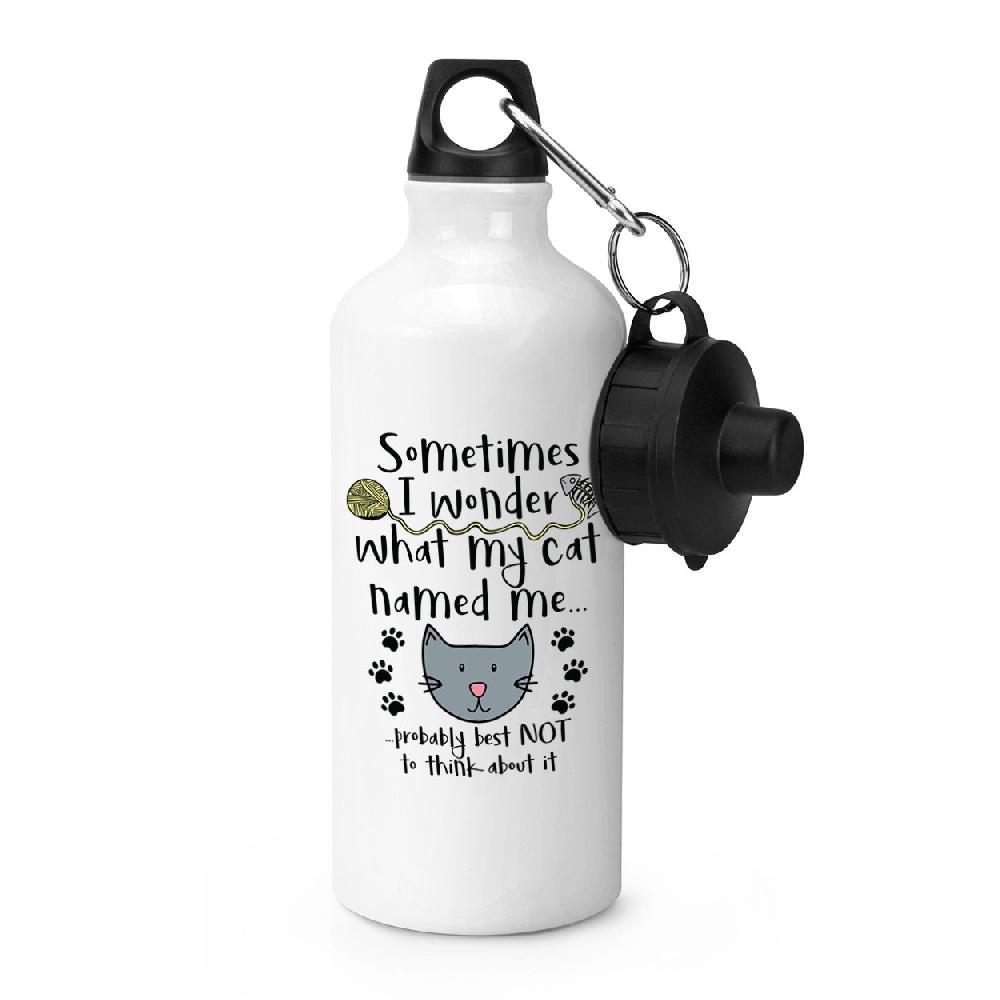 gift base Sometimes I Wonder What My Cat Named Me Sports Bottle