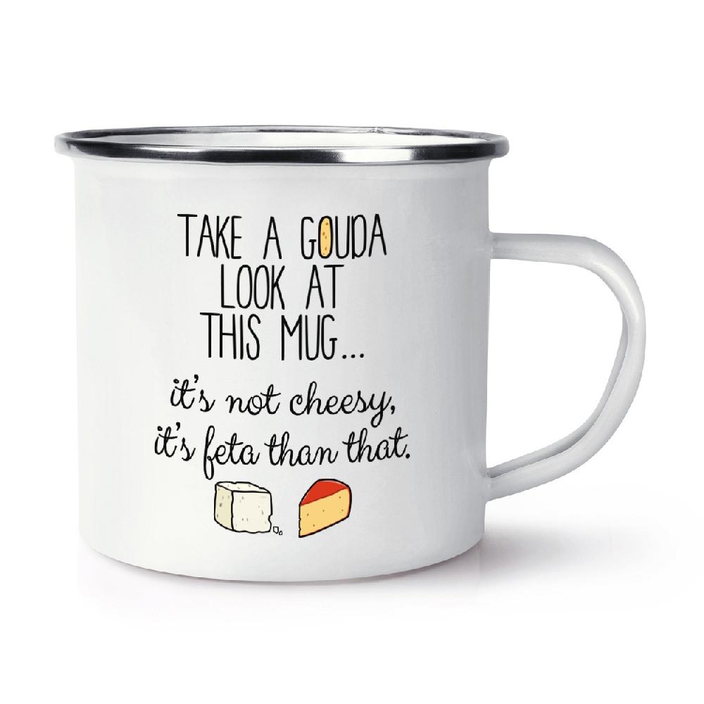 gift base Take A Gouda Look At This Mug Retro Enamel Mug Cup