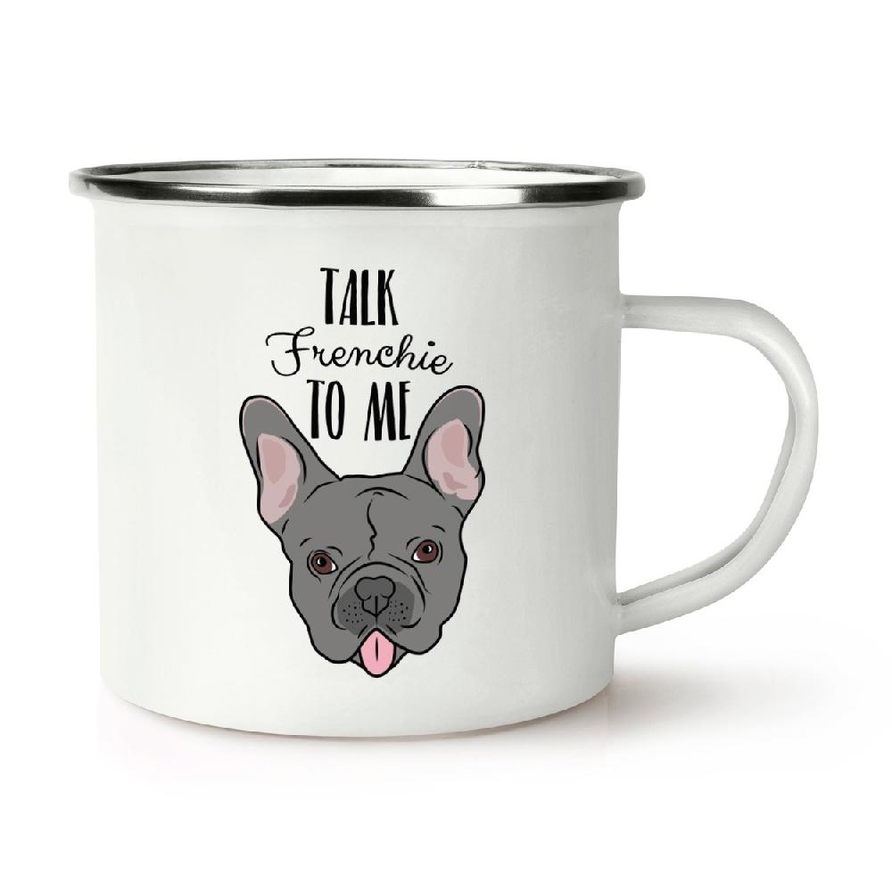 gift base Talk Frenchie To Me French Bulldog Retro Enamel Mug Cup