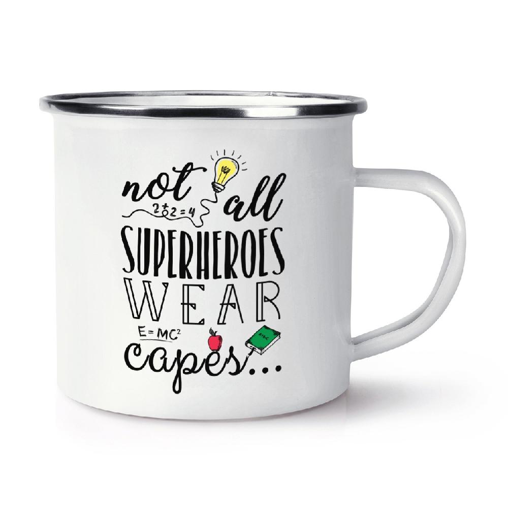 gift base Teacher Not All Superheroes Wear Capes Retro Enamel Mug Cup