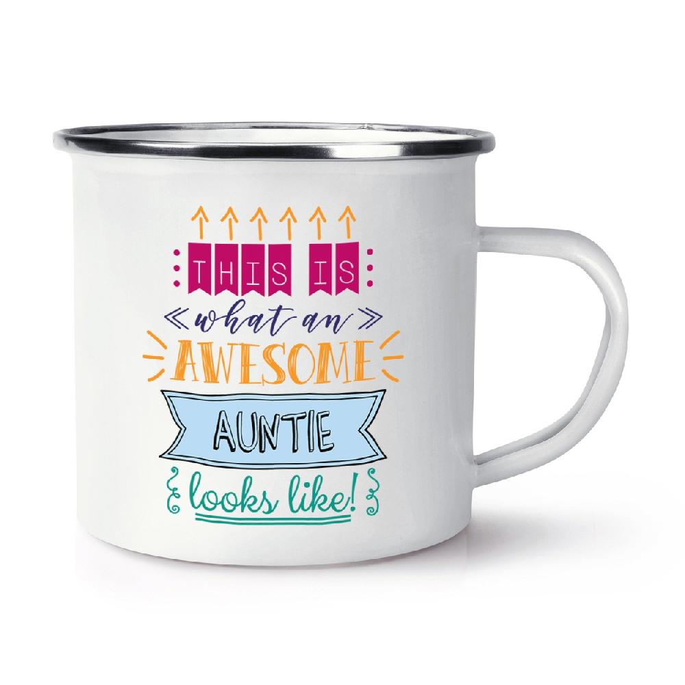 gift base This Is What An Awesome Auntie Looks Like Retro Enamel Mug Cup