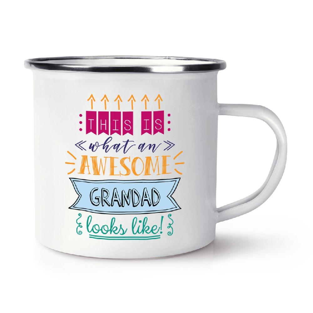 gift base This Is What An Awesome Grandad Looks Like Retro Enamel Mug Cup