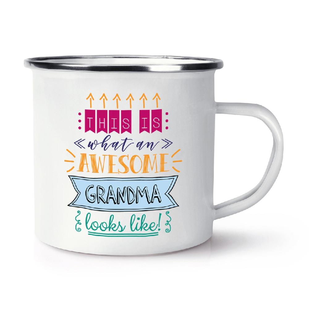 gift base This Is What An Awesome Grandma Looks Like Retro Enamel Mug Cup