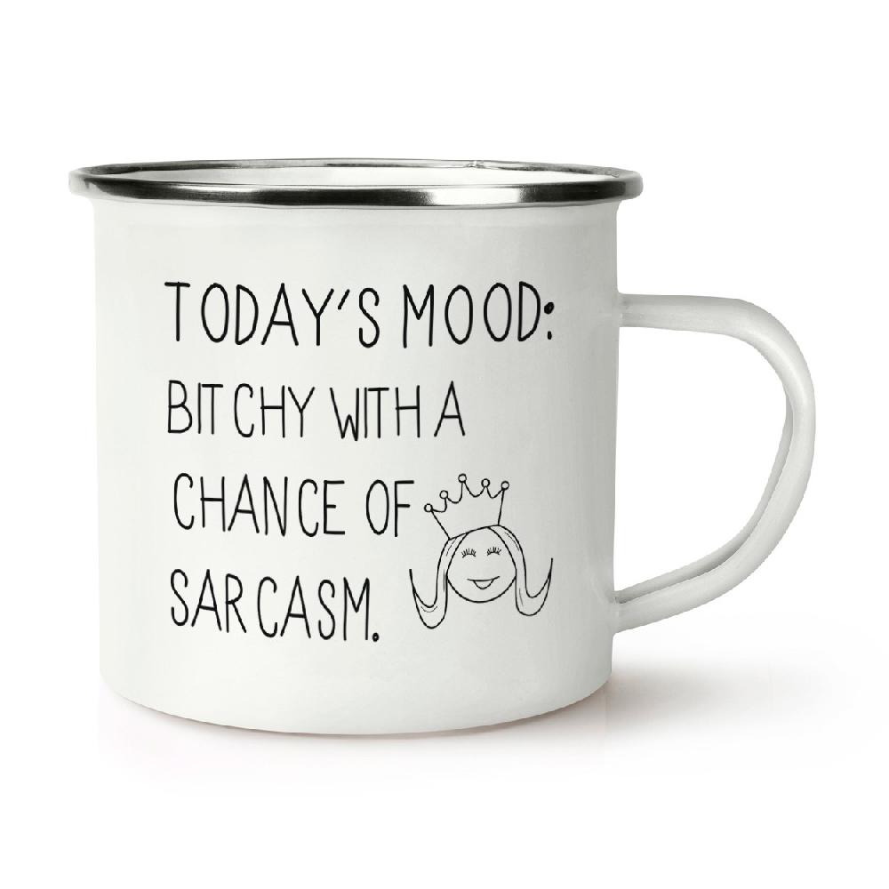 gift base Today's Mood Bitchy With A Chance Of Sarcasm Retro Enamel Mug Cup