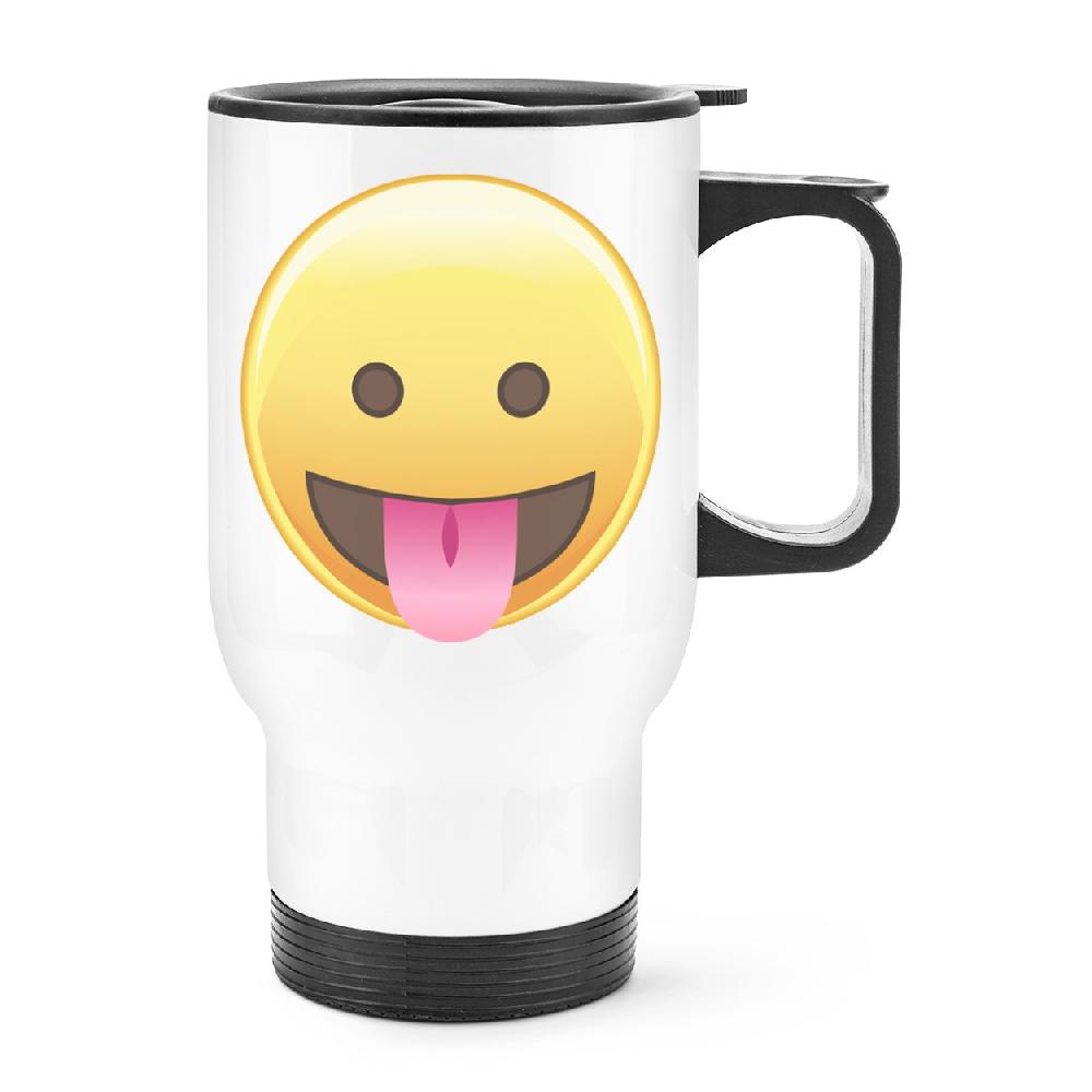 gift base Tongue Out Eyes Open Emoji Travel Mug Cup With Handle
