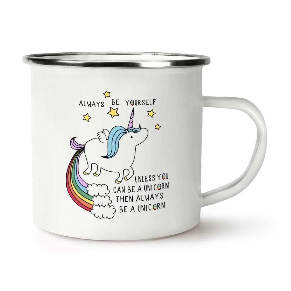 gift base Unicorn Always Be Yourself Retro Enamel Mug Cup