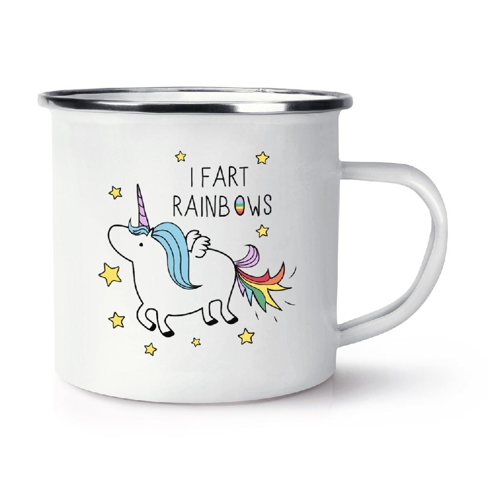 gift base Unicorn I Fart Rainbows Retro Enamel Mug Cup