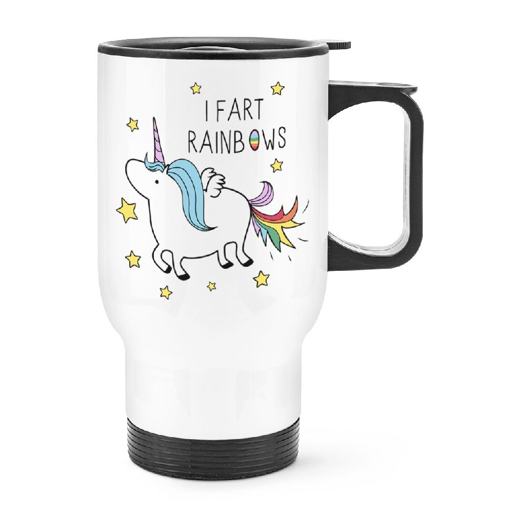 gift base Unicorn I Fart Rainbows Travel Mug Cup With Handle