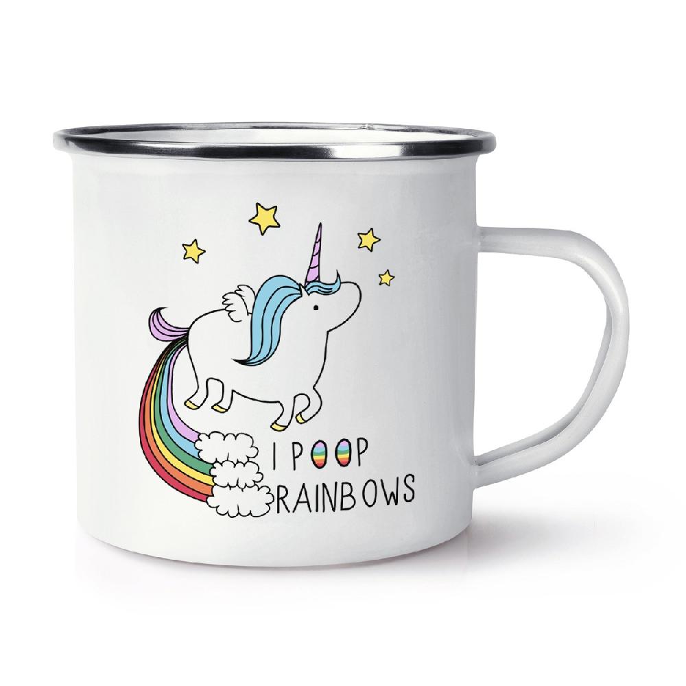 gift base Unicorn I Poop Rainbows Retro Enamel Mug Cup