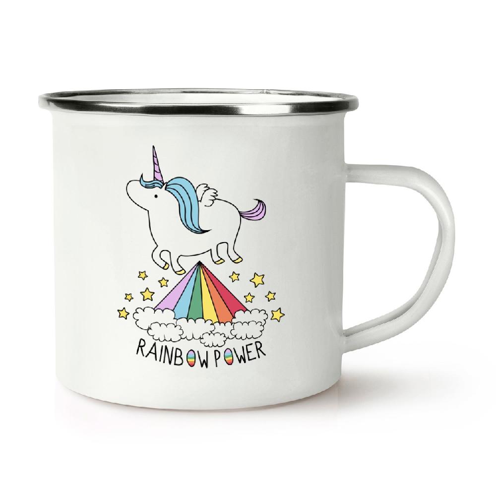 gift base Unicorn Rainbow Power Retro Enamel Mug Cup