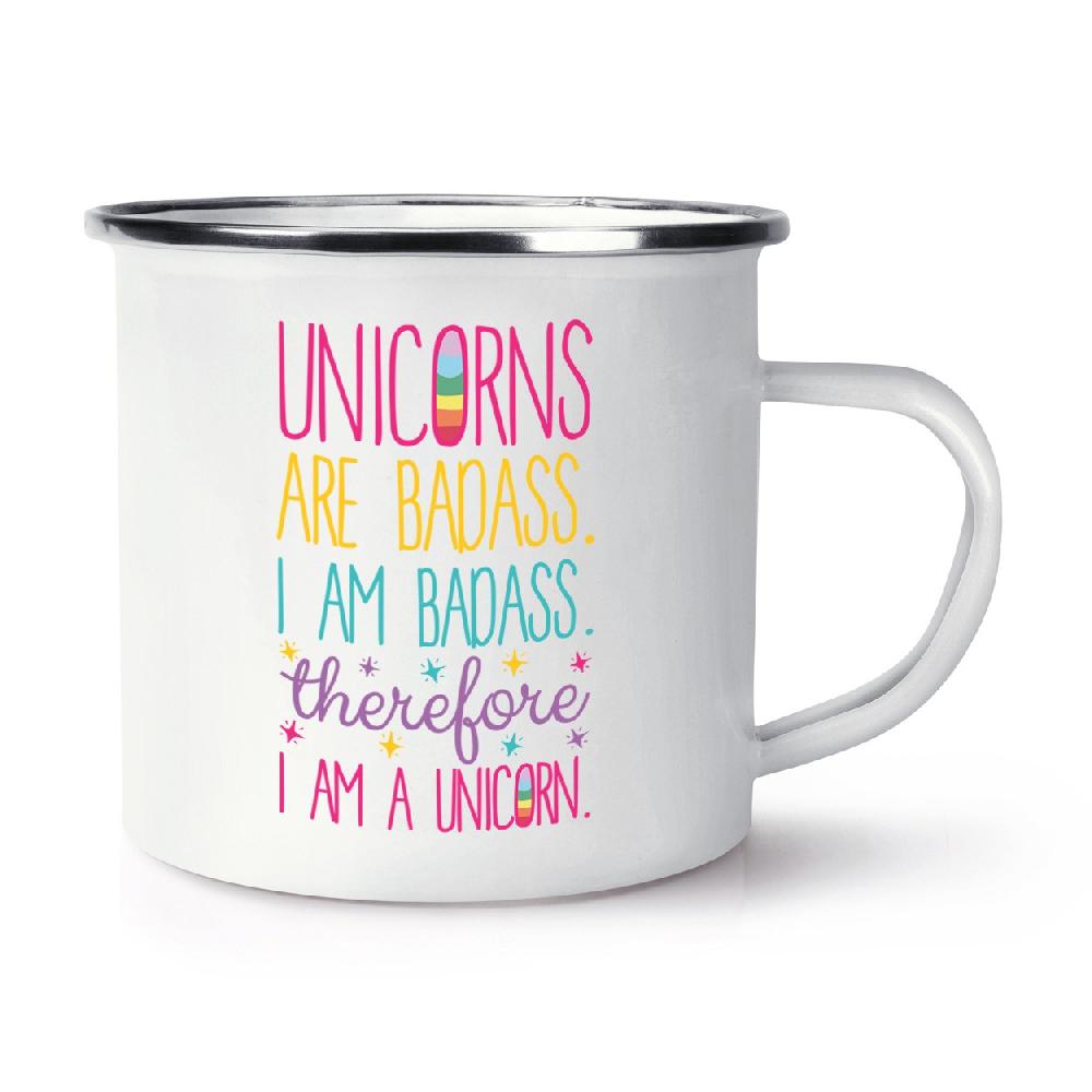 gift base Unicorns Are Badass Therefore I Am A Unicorn Retro Enamel Mug Cup