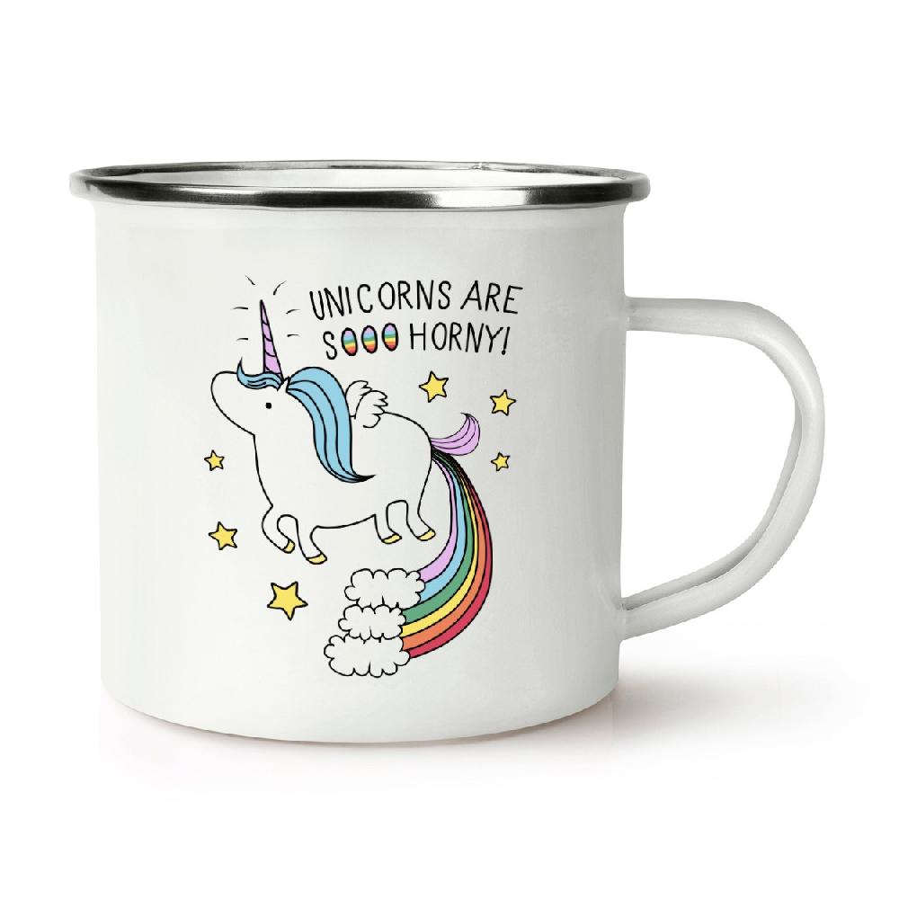 gift base Unicorns Are Sooo Horny Retro Enamel Mug Cup