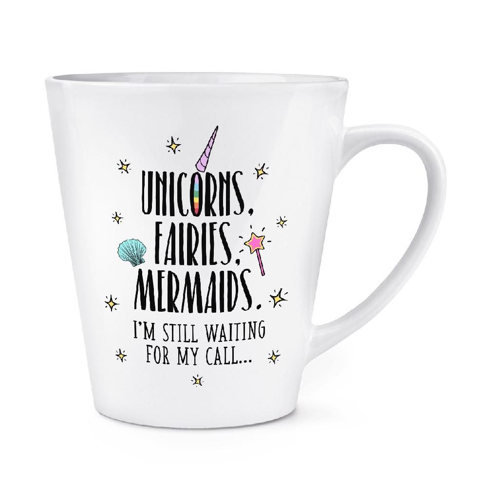 gift base Unicorns Fairies Mermaids Waiting For My Call 12oz Latte Mug Cup