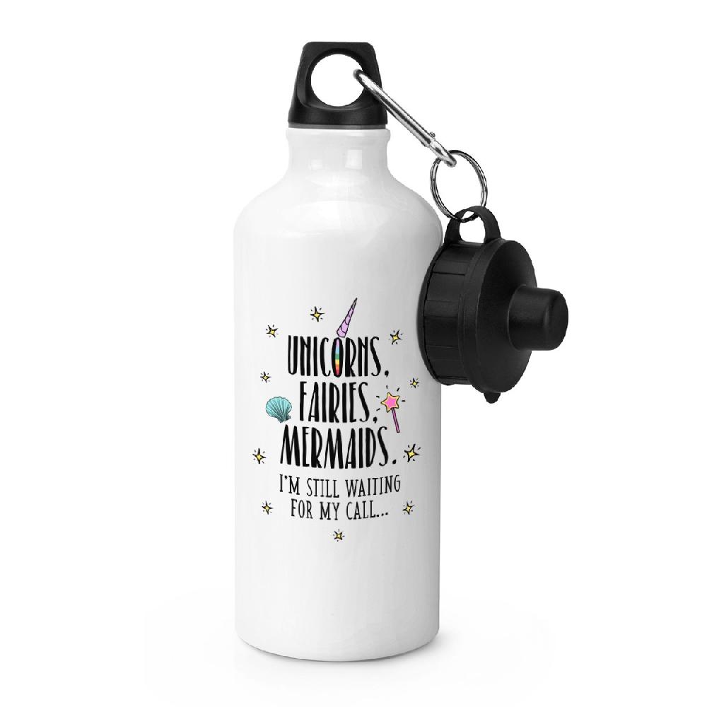 gift base Unicorns Fairies Mermaids Waiting For My Call Sports Bottle