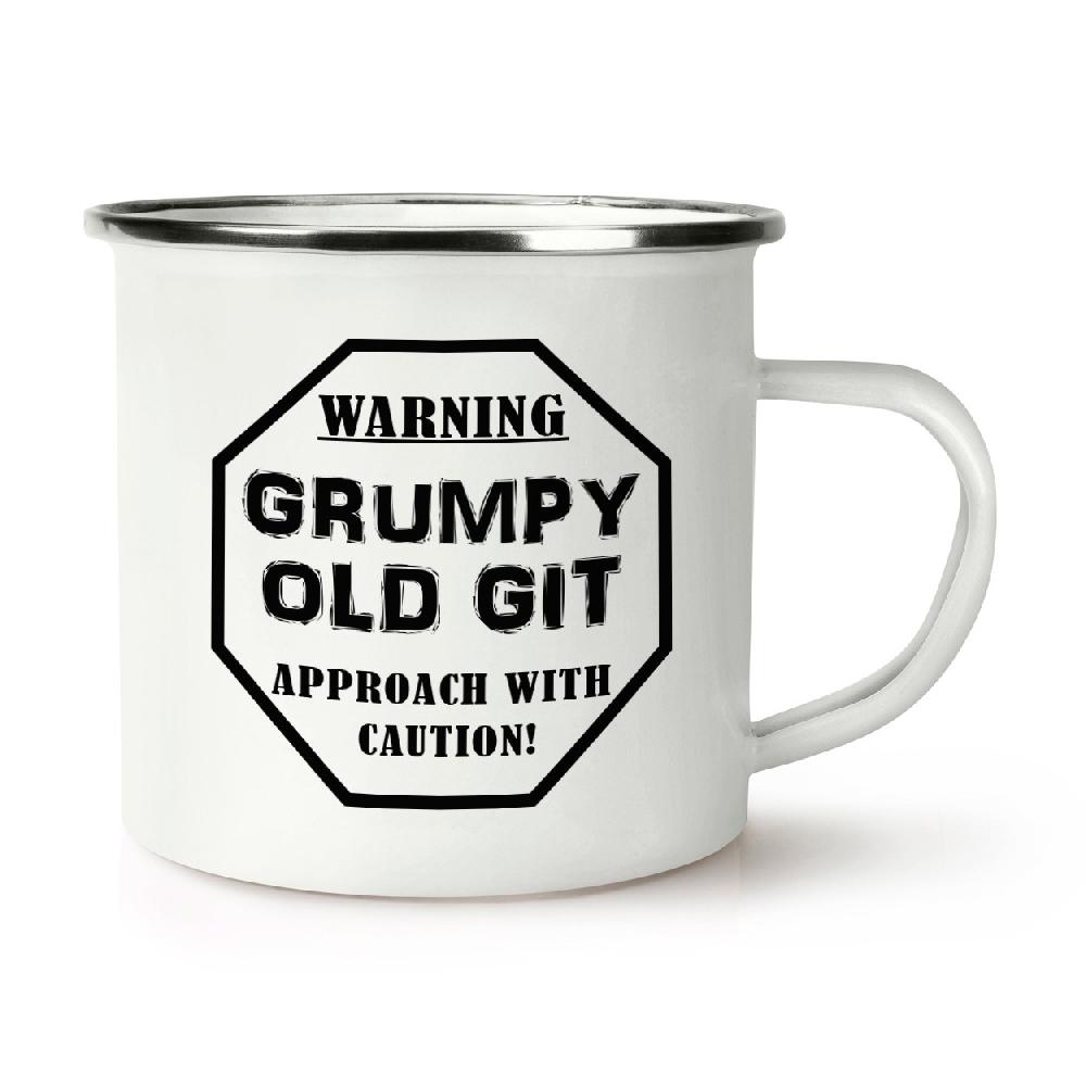 gift base Warning Grumpy Old Git Caution Retro Enamel Mug Cup