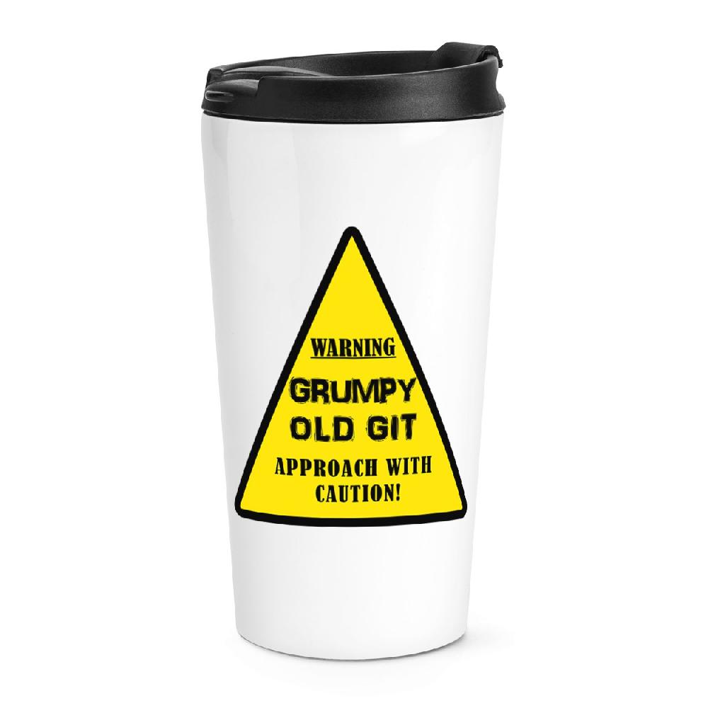 gift base Warning Grumpy Old Git Yellow Travel Mug Cup