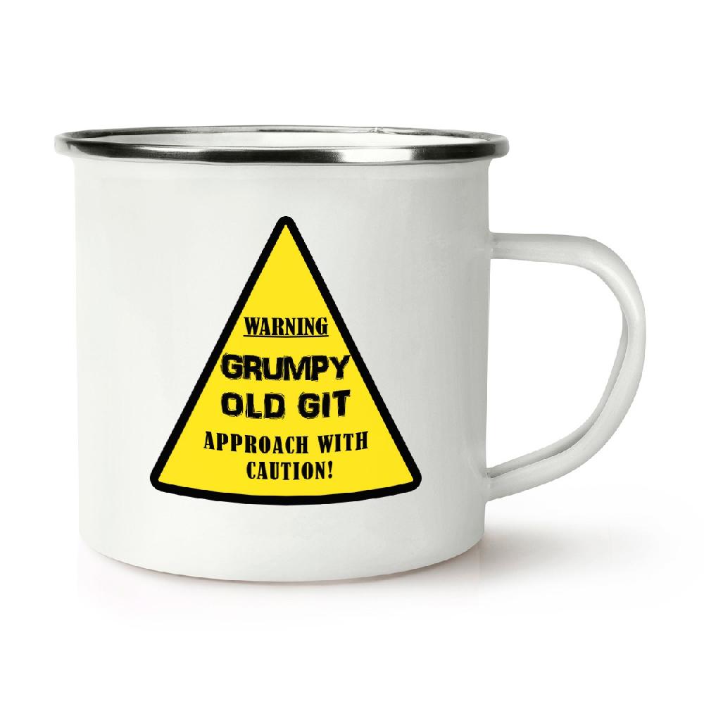 gift base Warning Grumpy Old Git Yellow Triangle Retro Enamel Mug Cup