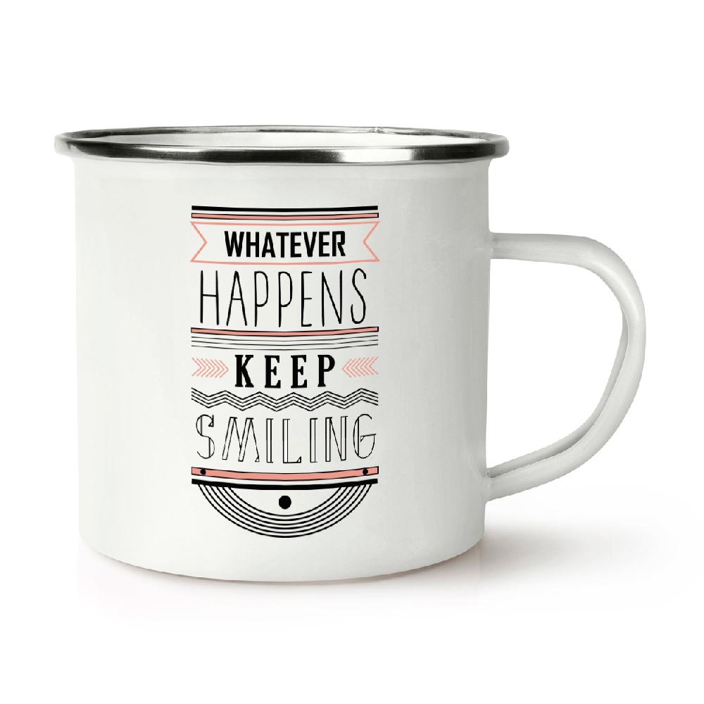 gift base Whatever Happens Keep Smiling Quote Retro Enamel Mug Cup