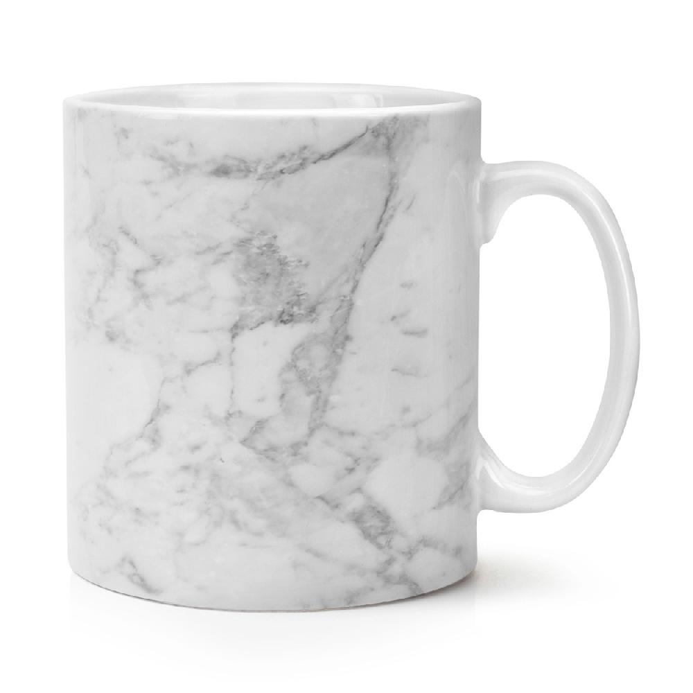 gift base White Grey Classic Marble Effect 10oz Mug Cup